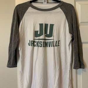 Jacksonville University three fourth sleeve tshirt
